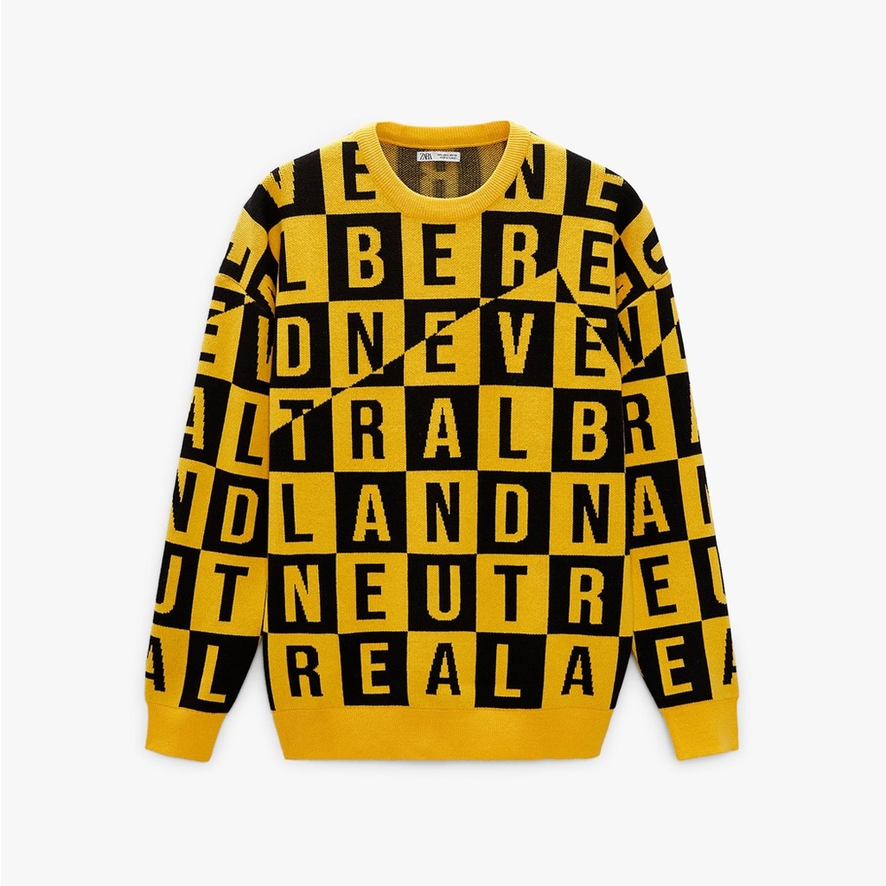 Zara Men letter Jacquard Sweater Size XL